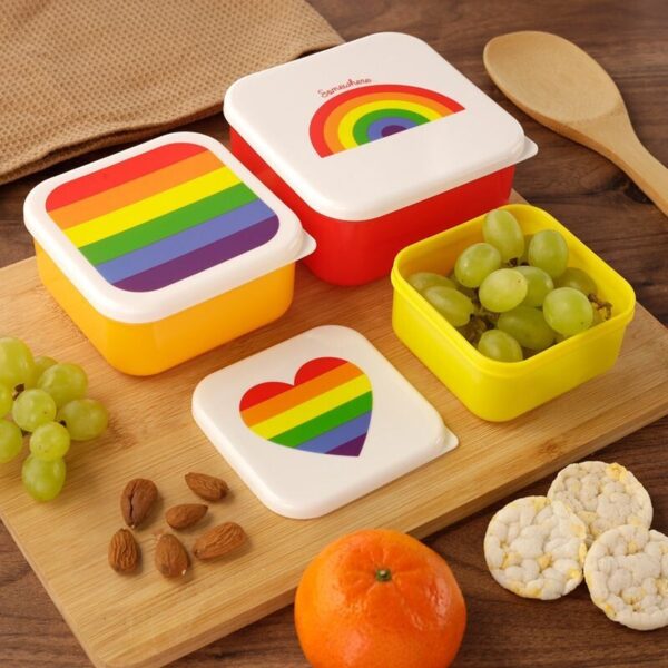 lunch en snackdoosjes set van 3 regenboog 0