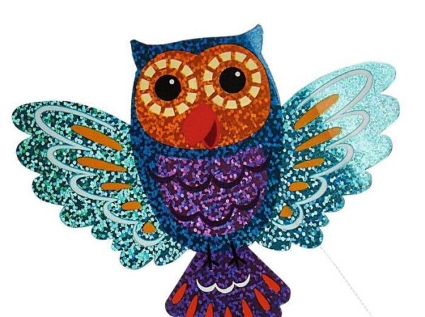 mini vlieger uilen glitter blauw 3